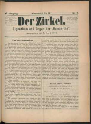 Nr. 7. Ausgegeben am 1. April 1876.