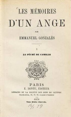 Les memoires d'un ange. 1, Le péché de Camille