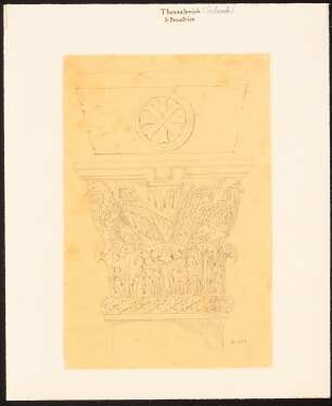 S. Demetrios, Thessaloniki: Durchzeichnung: Ansicht eines Säulenkapitells mit Kreuz (vermutlich nach Charles Texier und Richard P. Pullan, Pl. XXII)