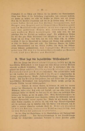 X. Was sagt die sozialistische Wissenschaft?