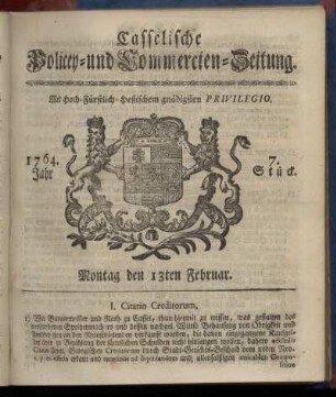 7. Stueck, Montag den 13ten Februar 1764