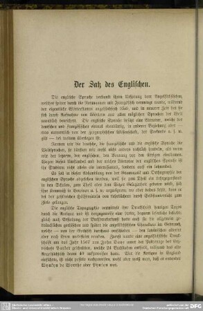 Der Satz des Englischen