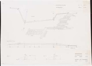 Bundesgartenschau 1971, Köln: Wassergarten Mauer Ansicht, 2 Schnitte, Detail Lageplan 1:50