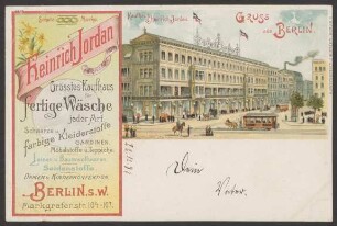 Ansichtskarte "Kaufhaus Heinrich Jordan", Markgrafenstraße, koloriert [1/2]