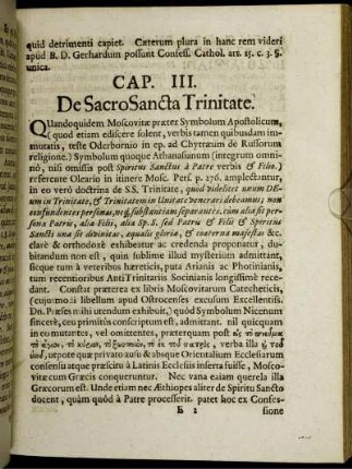 Cap. III. De Sacro Sancta Trinitate.