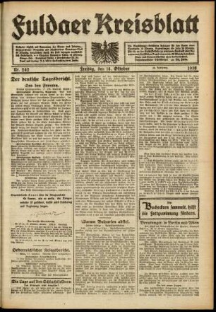 Ausgabe vom Freitag, den 18. Oktober 1918.