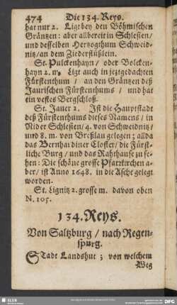 134. Reys. Von Saltzburg, nach Regenspurg