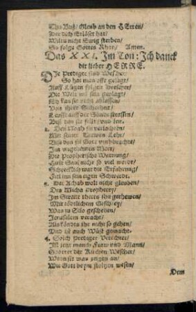 Das XXI. Im Ton. Ich danck dir lieber Herre.