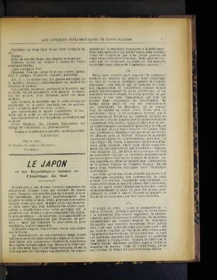 Le Japon et les Républiques latines de l'Amérique du Sud