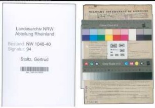 Entnazifizierung Gertrud Stoltz , geb. 29.11.1907 (Referendarin)