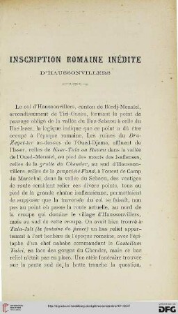 Sér. 5.2=45.1911: Inscription romaine inédite d'Haussonvillers