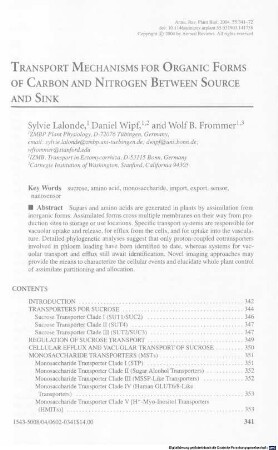 Transport mechanisms for organic forms of carbon and nitrogen between source and sink