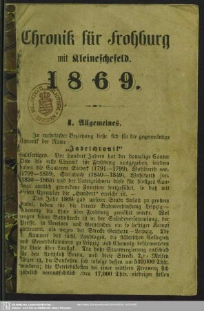 1869: Chronik von Frohburg und Umgebung