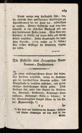 165-178, Die Geschäfte eines Herzoglichen Rentkammer-Buchhalters
