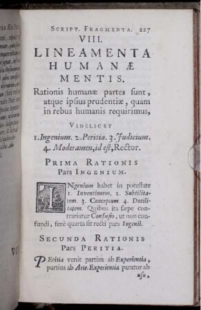 VIII. Lineamenta Humanae Mentis