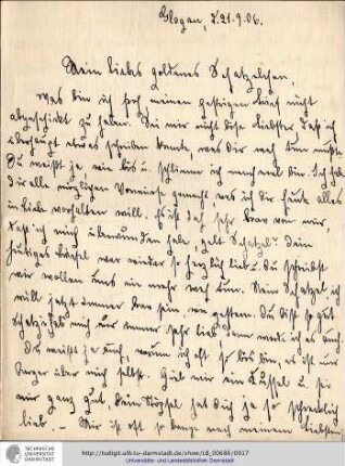 Brief vom 21.09.1906