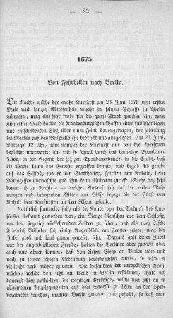 1675. Von Fehrbellin nach Berlin