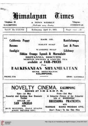 No. XXXVII (29 April 1951)