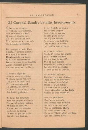 El Coronel Sandes batalló heroicamente