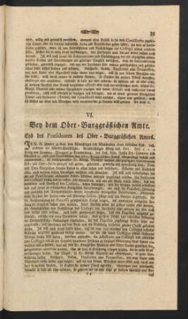 VI. Bey dem Ober-Burggräflichen Amte