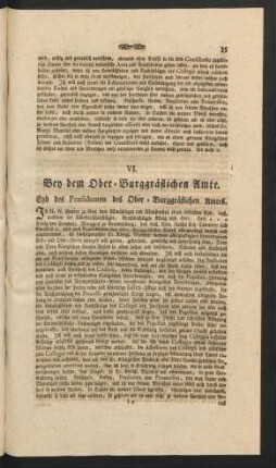 VI. Bey dem Ober-Burggräflichen Amte