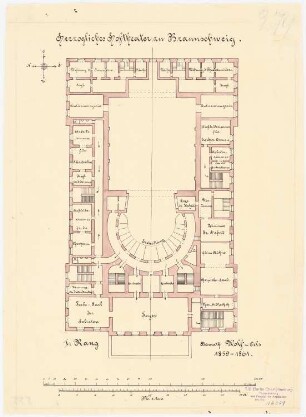 Hoftheater, Braunschweig: Grundriss 1. Rang 1:240