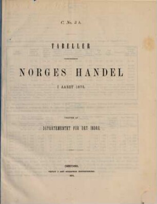 Norges officielle statistik. C. Nr. 3B, Tabeller vedkommende Norges handel : NOS = Norway's official statistics = Statistique officielle de la Norvège, 1873 (1875)