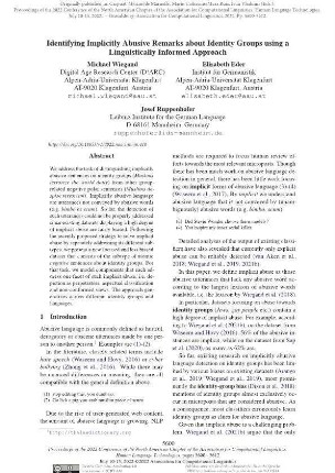 Identifying implicitly abusive remarks about identity groups using a linguistically informed approach