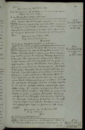 Anordnung zur Zusendung eines Gutachtens bezüglich der Nachbesetzung der Leitung des physikalischen Kabinets nach der Entlassung von Professor Weber; Vorschlag des Privatdozenten Himly.