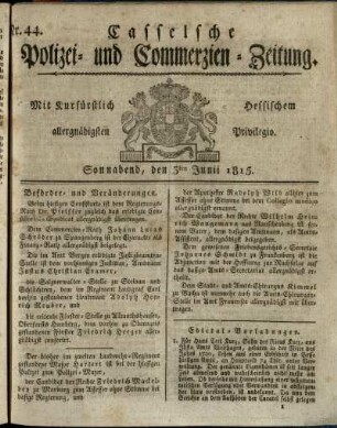 Nr. 44, Sonnabend, den 3ten Junii 1815