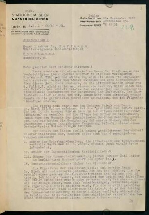 Einschreiben an Dr. Hoffmann (16.09.1948)