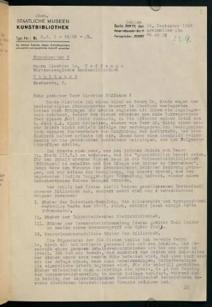 Einschreiben an Dr. Hoffmann (16.09.1948)