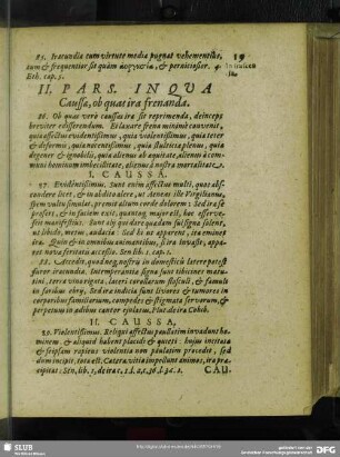 II. Pars. In Qua Caussae, ob quas ira frenanda