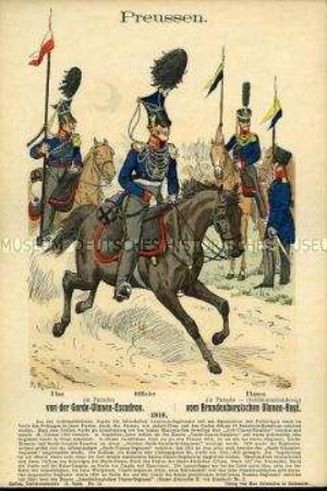 Uniformdarstellung, Gemeine und Offizier der Ulanen, Königreich Preußen, 1810.