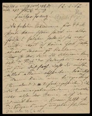 Brief von Adele Rosenzweig an Franz Rosenzweig