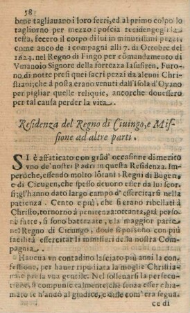 Residenza del Regno di Ciuingo, e Missione ad altre parti