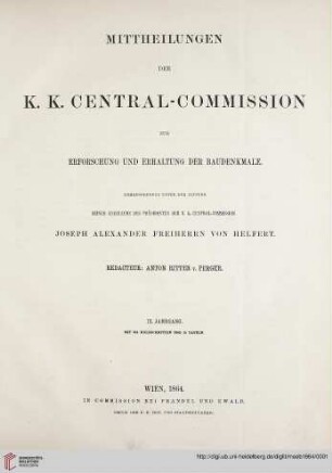 9: Mittheilungen der K.K. Central-Commission zur Erforschung und Erhaltung der Baudenkmale