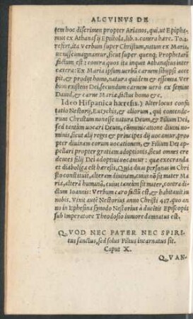 Quod Nec Pater Nec Spiritus sanctus, sed solus Filius incarnatus sit. Caput X.