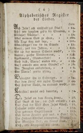 Alphabetisches Register der Lieder.