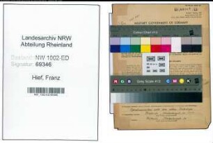 Entnazifizierung Franz Hief, geb. 02.05.1897 (Studienrat)