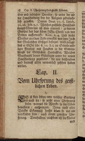 Cap. II. Vom Uhrsprung des geistlichen Leben.