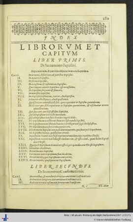Index Librorum et Capitum.