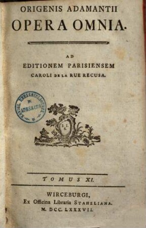 Origenis Adamantii Opera Omnia, 11. [Commentaria In Evangelium Secundum Matthaeum Tom. XIII, XIV, XV, XVI, XVII]