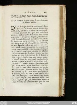 Utrùm Principes infideles suum servent dominium in subditos Fideles.
