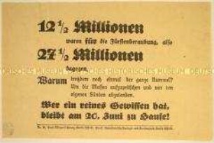 Handzettel zum Boykott des Volksentscheids zur Fürstenenteignung