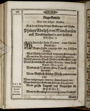 Klage-Gedicht [...]