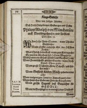 Klage-Gedicht [...]