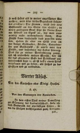 Vierter Absatz. Von den Kaninchen oder Königl. Haasen.