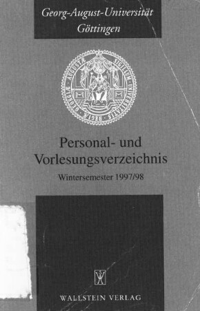 WS 1997/98: Personal- und Vorlesungsverzeichnis ...