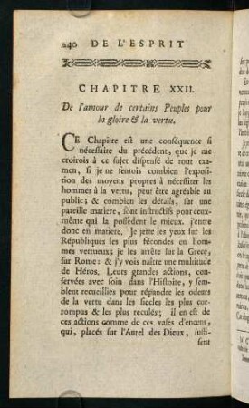 240-247, Chapitre XXII. De l'amour de certains Peuples pour la gloire & la vertu.